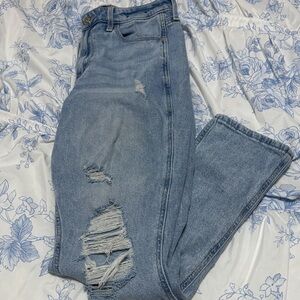 Hollister Women's Ripped Skinny Jeans - Light Blue